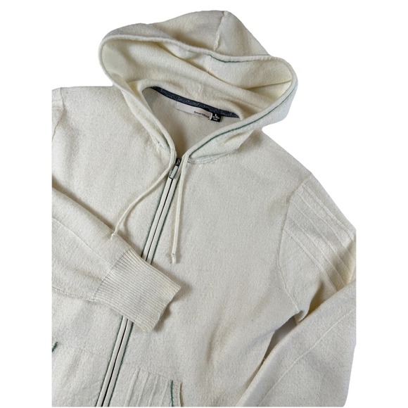 Smartwool Cream Off White Zip-Up Sweater Merino Wool Hooded Women's Size Large - Picture 1 of 11